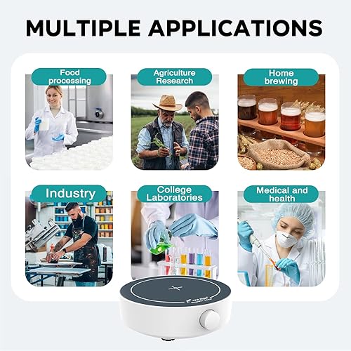 Miniatura 4 de LAB FISH Agitador magnético de laboratorio 1800PRM mezclador magetic agitación máxima 101.4 fl oz capacidad agitar placa con 3 piezas barra de