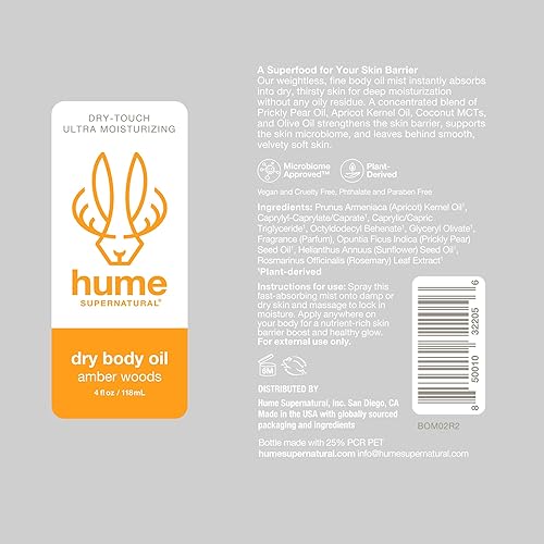 Miniatura 9 de HUME SUPERNATURAL Spray de aceite corporal seco, aceite ultra hidratante para piel seca, aceites corporales ligeros y nutritivos para mujeres y
