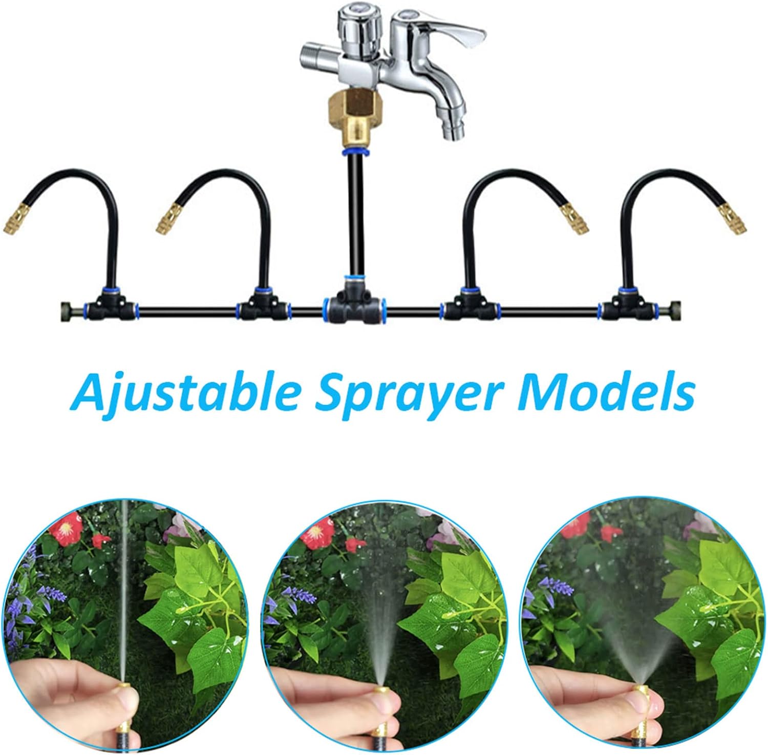 Outdoor Misting Cooling System Kit with Flexible Adjustable Nozzles & Flexible Misting Line & Filter, Patio Misters Mister System Drip Irrigation System for Outside Patio(Size:25m Tube+ 25 nozzles,)