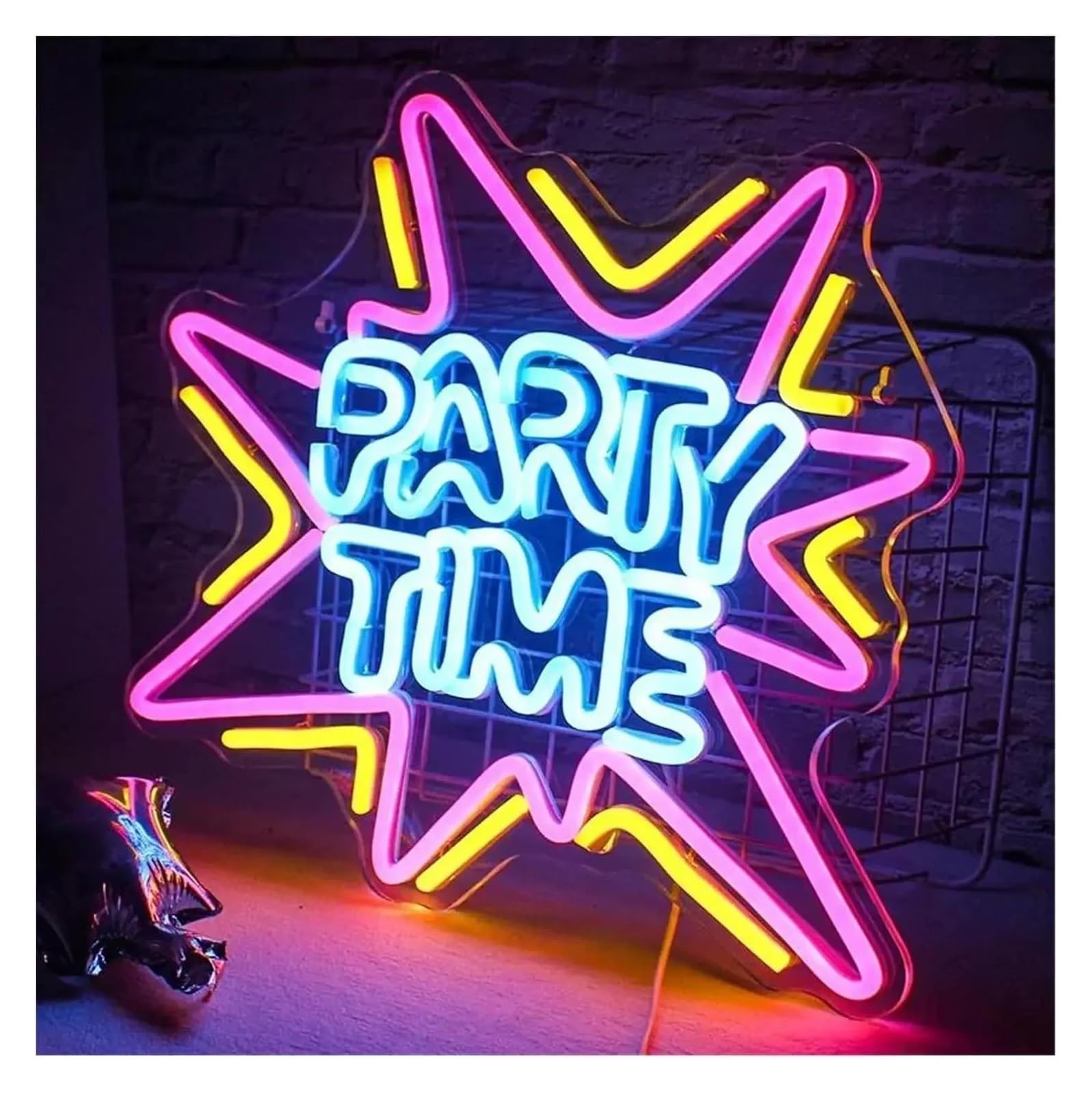 LEMST Signs Lamp Party Time Neon Sign USB Dimmable Neon Light Sign Wall Art Decoration for Bar Club Bedroom Party 36x32cm