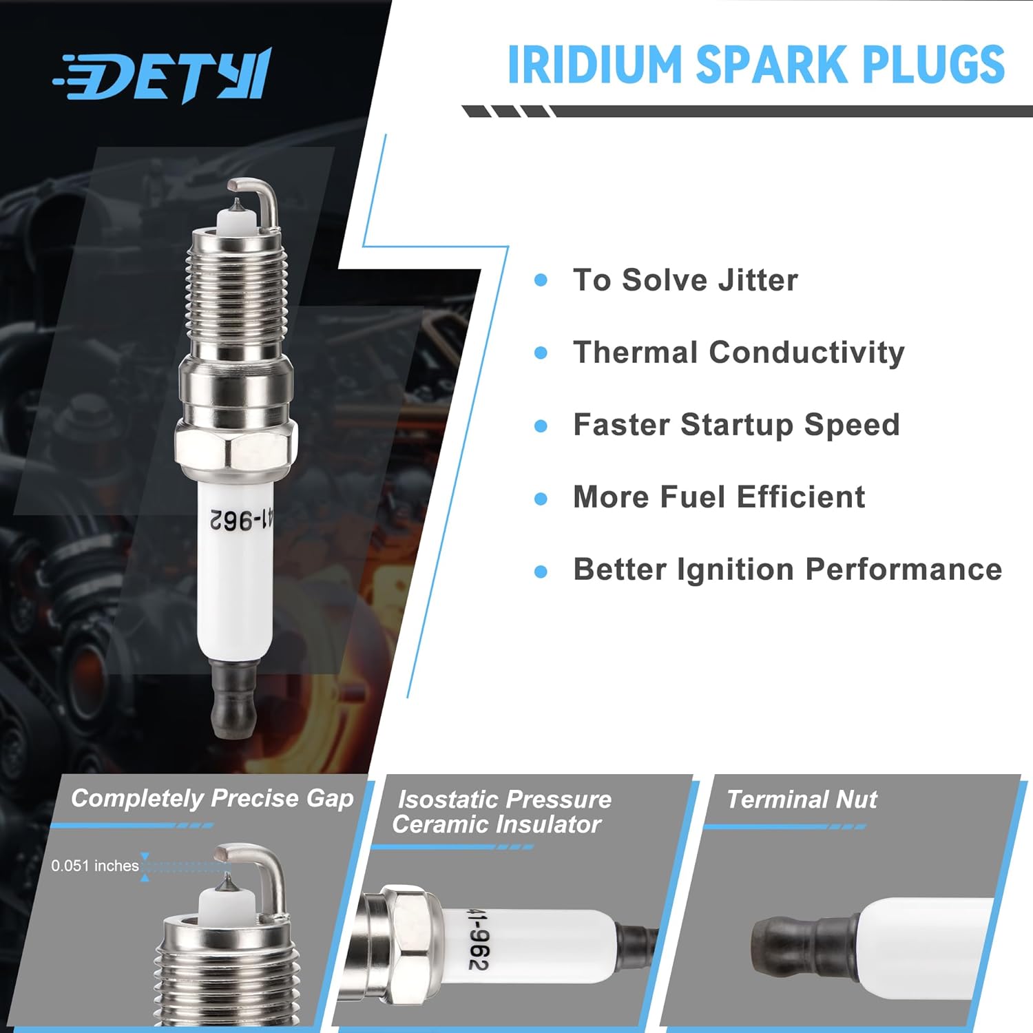 UF262 Ignition Coils Spark Plugs and Wires Set of 8, Round Ignition Coil Pack for Chevy Avalanche Express Silverado Tahoe Suburban 1500 2500 3500 GMC Sierra V8 4.8L 5.3L 6.0L OEM# D585