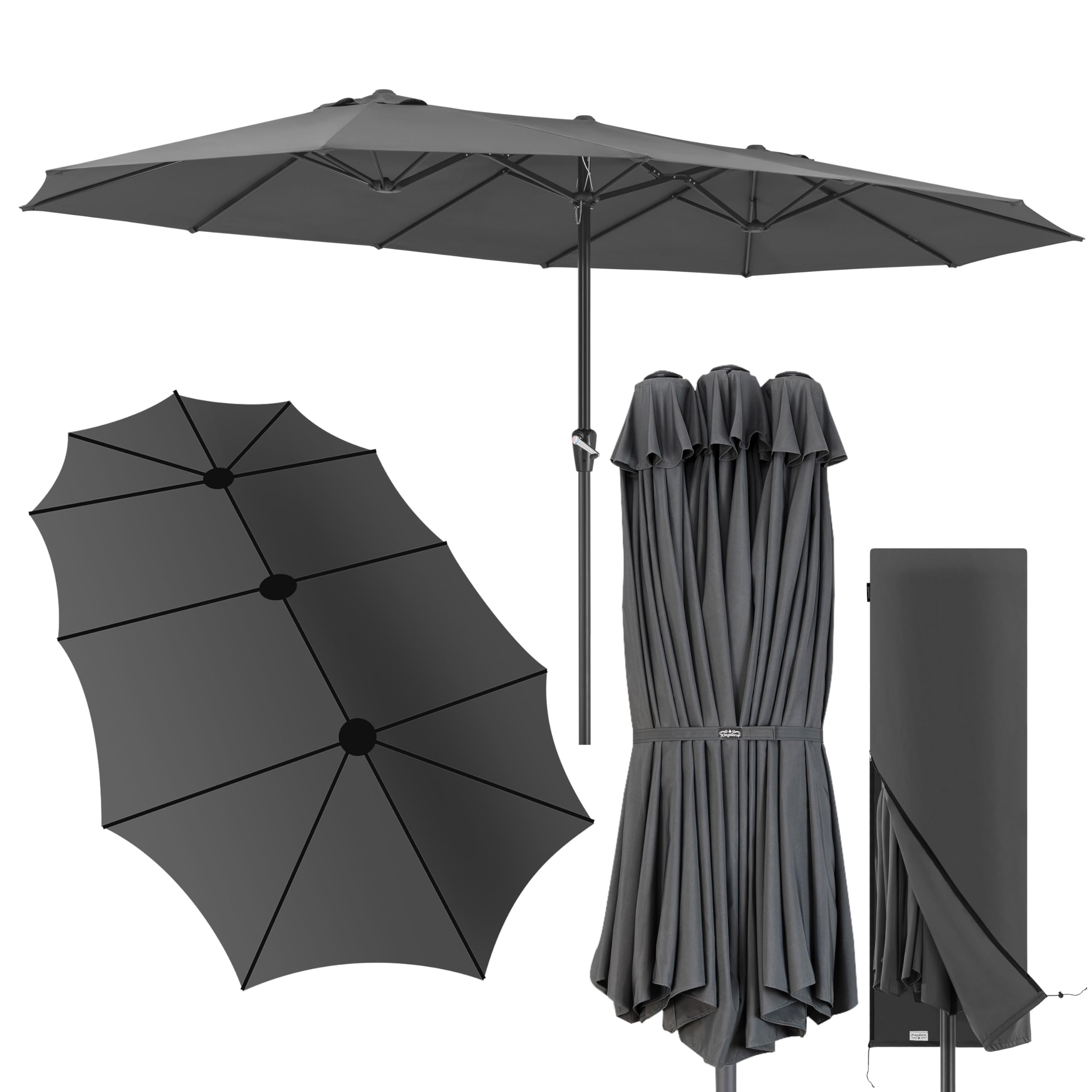 Kingsleeve® Sonnenschirm 460x270 cm UV Schutz 80+ Stabil Garten Terrasse