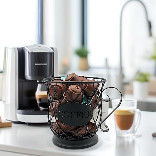 Miniatura 5 de MFBJXC Cesta de almacenamiento de cápsulas de café, soporte de almacenamiento de cápsulas de café para organizador de tazas de 35 K, decoración de