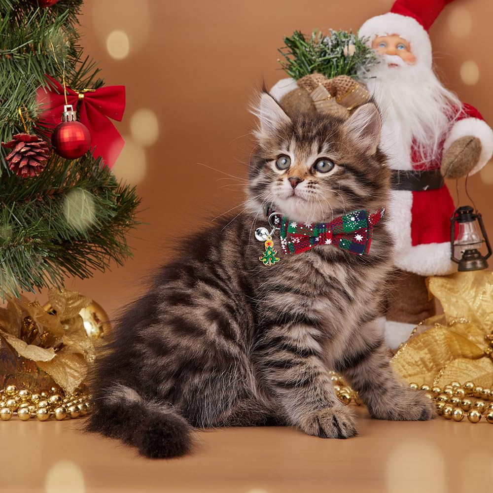 Vellibring 4 collares de Navidad para gatos