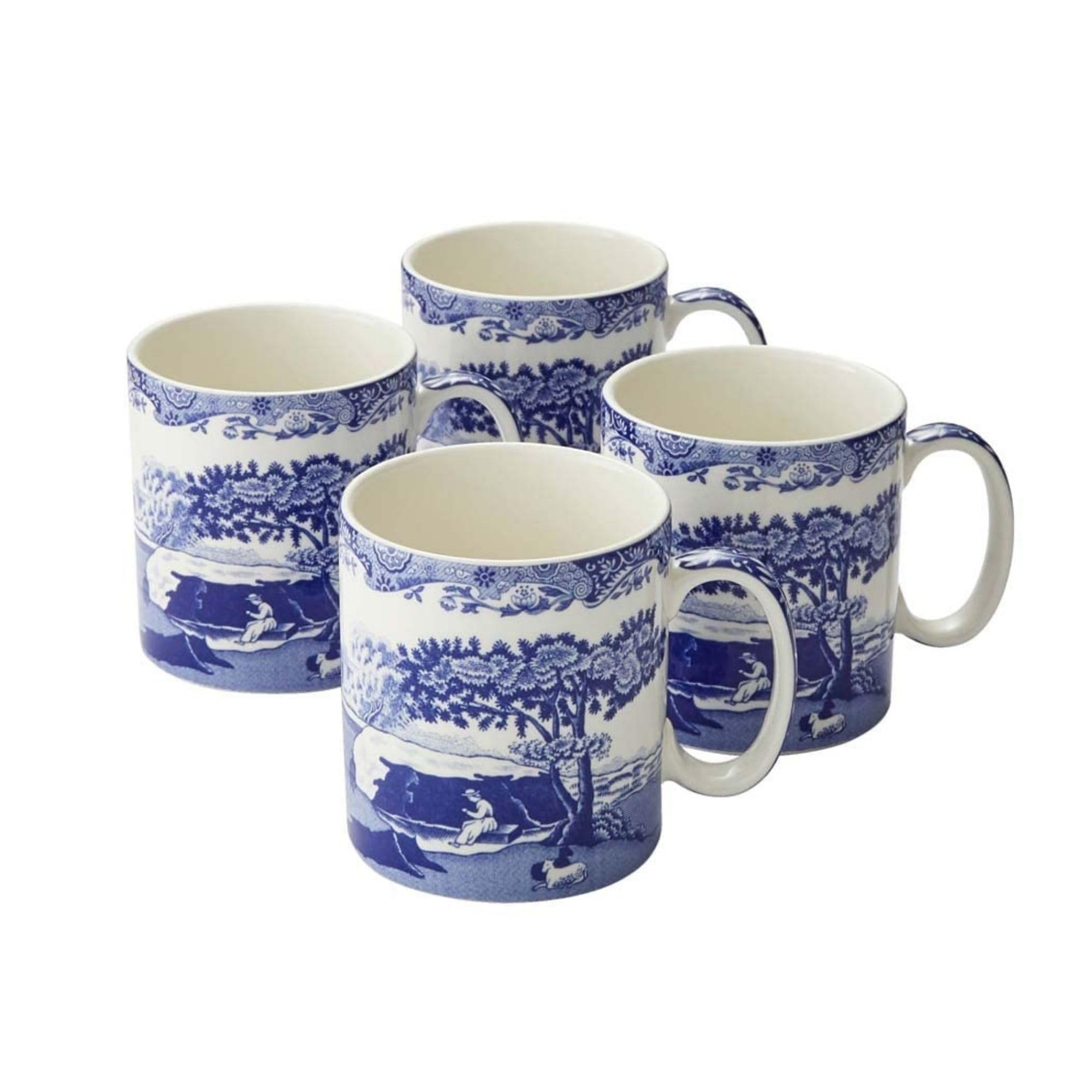SpodeBlue Italian Set of 4 Small Mugs, 9 Fluid Ounces