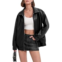 Faux Leather Jackets for Women Oversized Bomber Motorcycle Coat