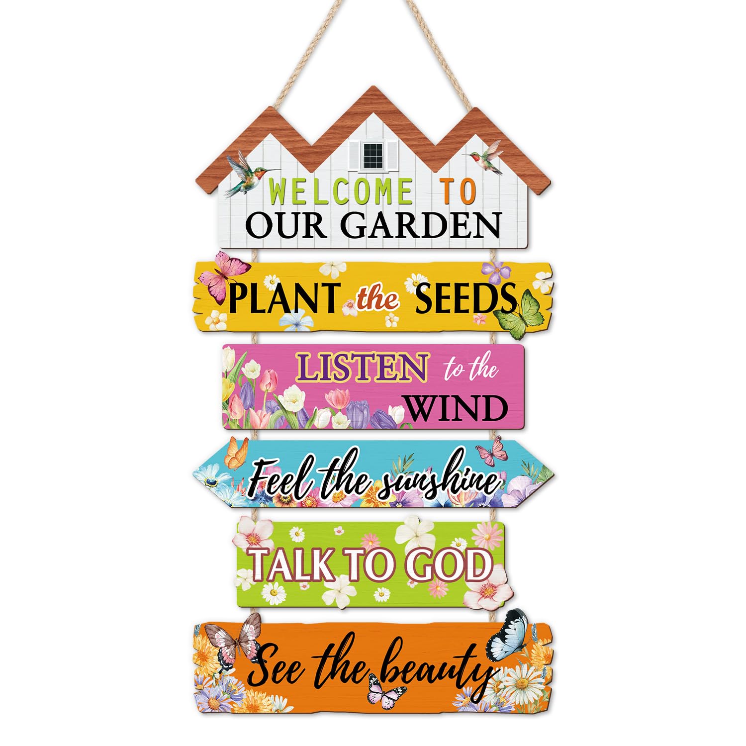 HOURIA Welcome to Our Garden Wooden Sign