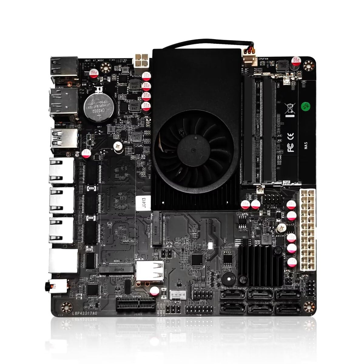 NAS Motherboard J6413 Processor Low Power, UHD Graphics, Firewall Mini-ITX NAS Board, 2 x i226V 2.5GbE LAN, Dual M.2 2280 NVMe Slot, USB3.0, Barebone NO RAM NO SSD