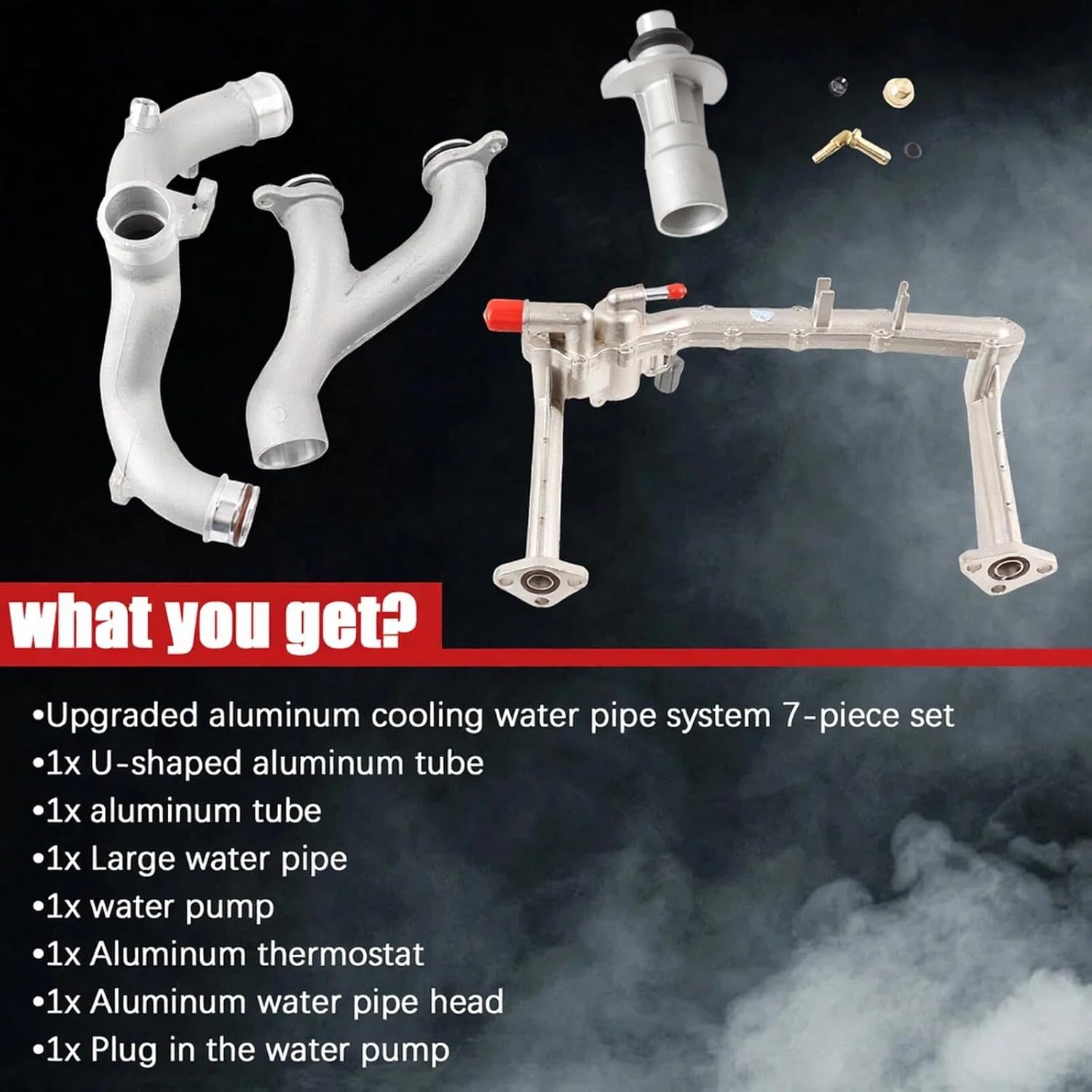 Coolant Water Pipe Kit Fit for Land Rover Range Rover 2014-2019, Sport Velar 2018-2020, Discovery 2017-2020; Jaguar F-Type 2014-2021, F-Pace 2017-2020 3.0L V6, LR109401, LR041788, LR075991, LR090630