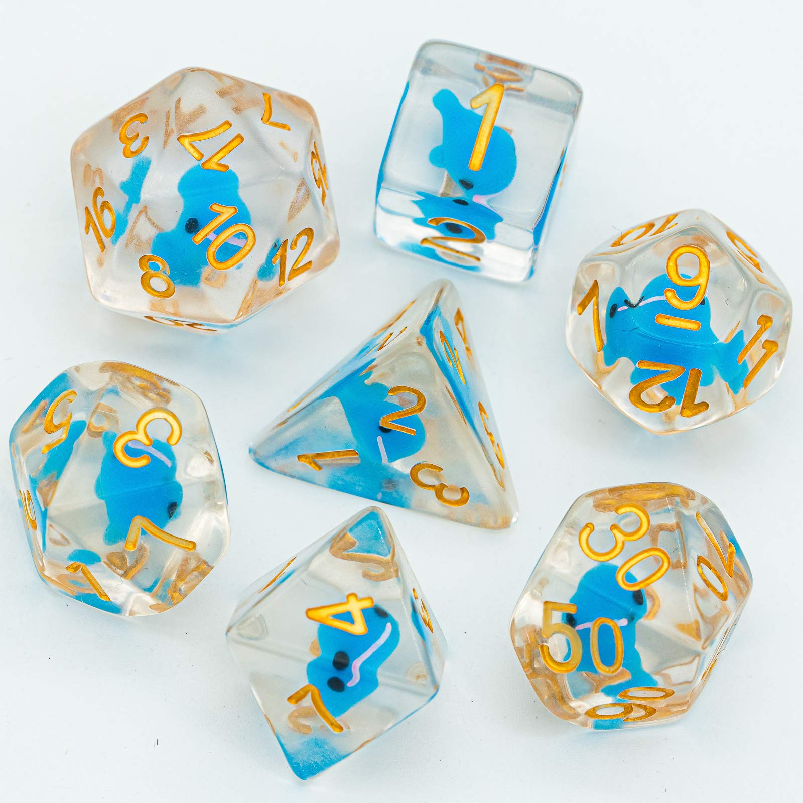 Cusdie 7-Die DND Dice, Polyhedral Dice Set Filled with Animal, for Role Playing Game D&D Dice Pathfinder (Whale)