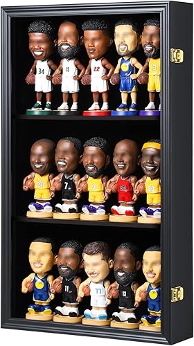 Zmiky Bobblehead - Vitrina de figuras de acción, caja de sombra de cabeza Bobble, gabinete de pared para 15 figuras con protección UV