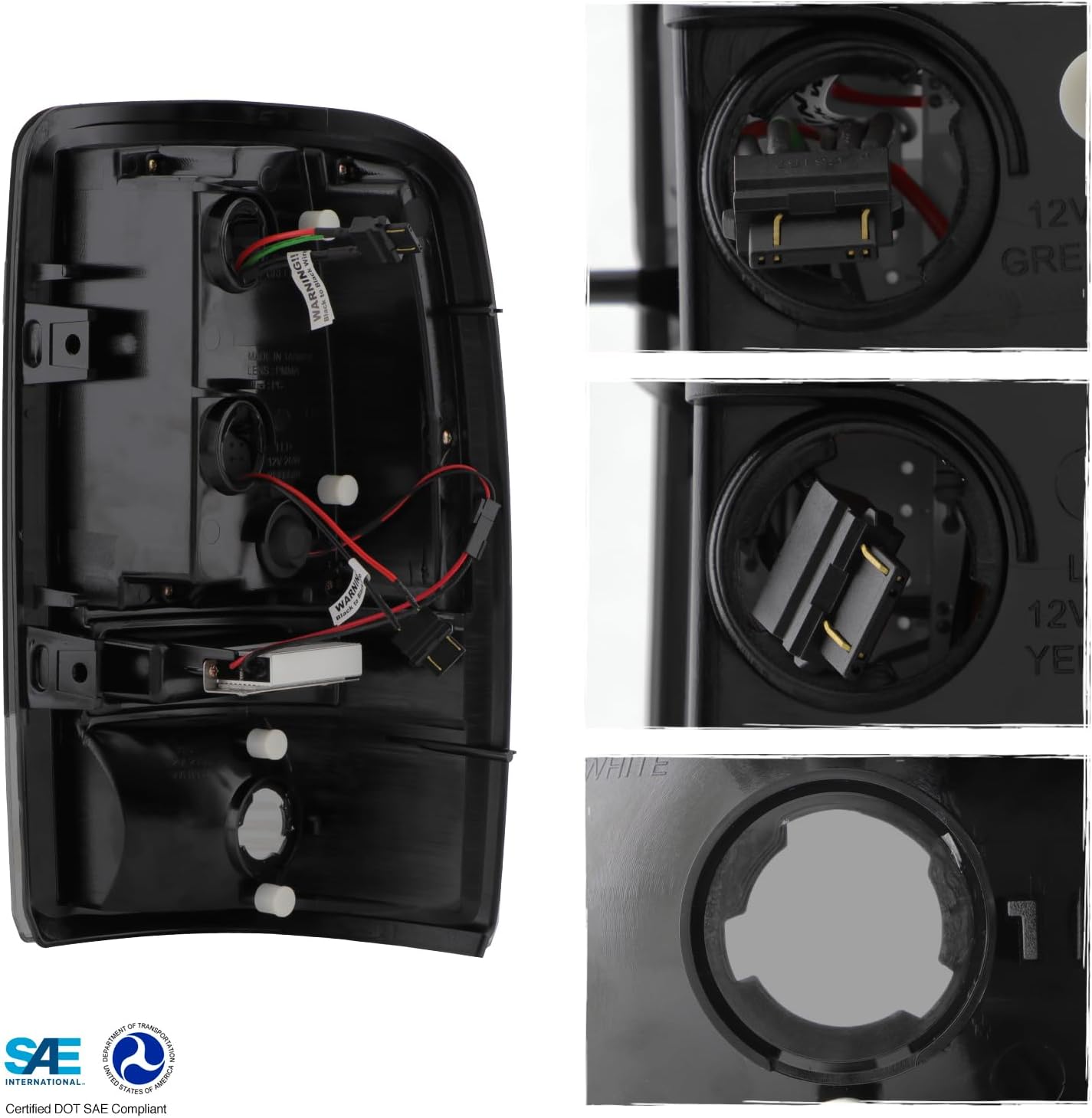 AKKON - For 00-06 Chevy Suburban Tahoe GMC Yukon XL Black C-Shape LED Bar Tail Brake Lights Left+Right Pair