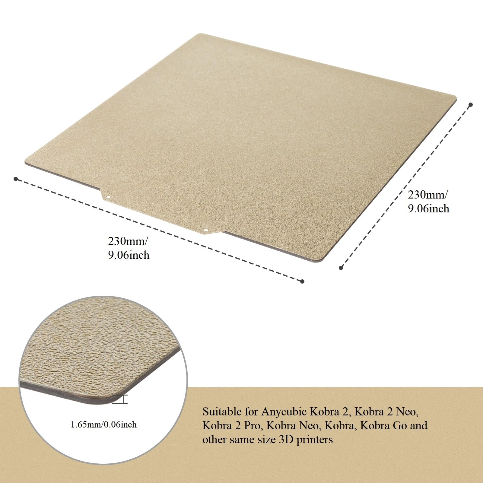 Piastra PEI Flessibile 230x230mm Per Stampanti 3D Anycubic E Artillery - Doppia Faccia Oro - Foto 7