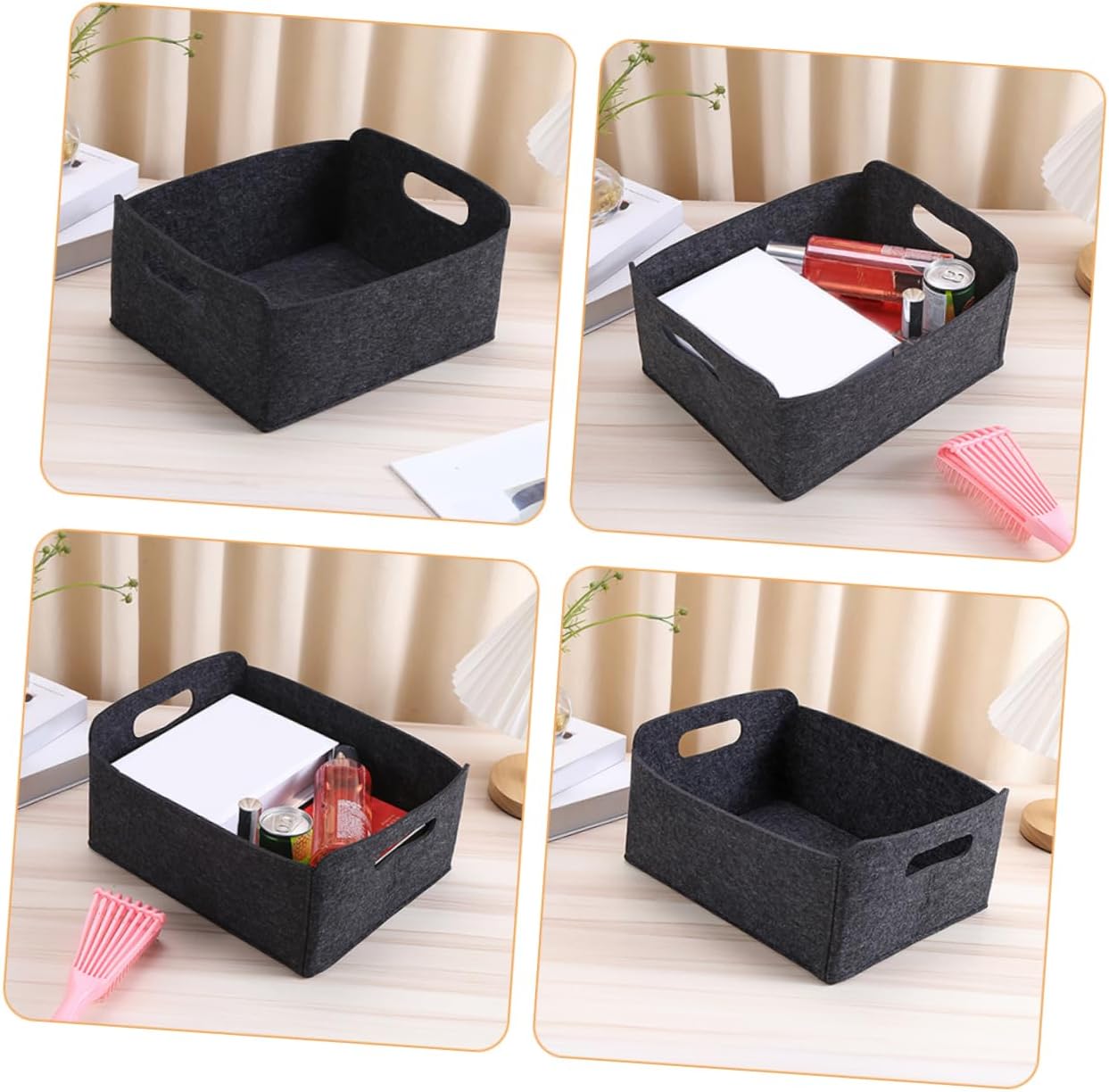 4pcs Felt Storage Baskets Foldable Laundry Hamper with Handles for Clothes Toys and Nursery Organization Sturdy Fabric Bins for Closet and Classroom