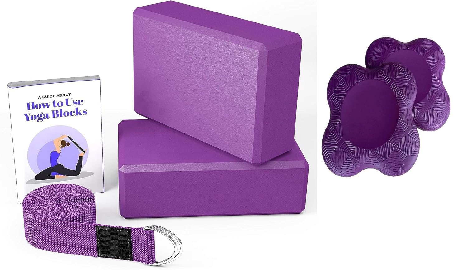 KEYCRAZE Yoga Cushion Knee Pad with Yoga Blocks and Belt - 20 mm Thick TPE Made Yoga Knee Elbow Pad | Extra Thick Exeriser Knee Pad (Purple Knee Pad with Yoga Blocks and Belt) (B0CVXD1VQ4) Amazon Price History, Amazon Price Tracker