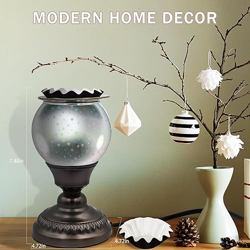 Miniatura 7 de Calentador de cera para derretir fuegos artificiales de vidrio 3D, aroma eléctrico, ligero, clásico, encantador, lámpara de quemador de velas,