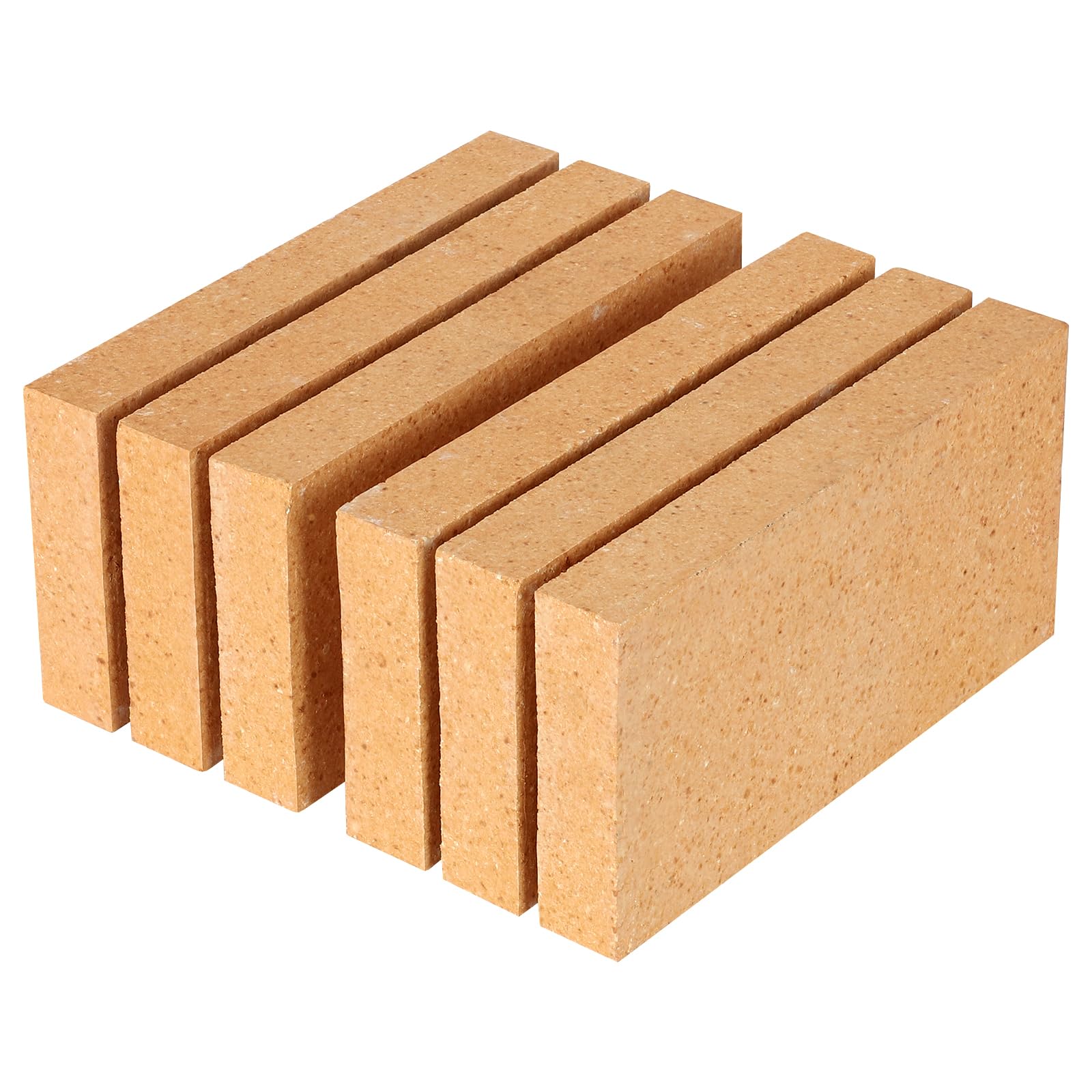 Paquete de 6 ladrillos refractarios de alta temperatura aislantes de 1,648.9 °C – 9 x 4.5 x 1.25 pulgadas ladrillos refractarios de arcilla refractaria para horno de pizza, estufa de leña
