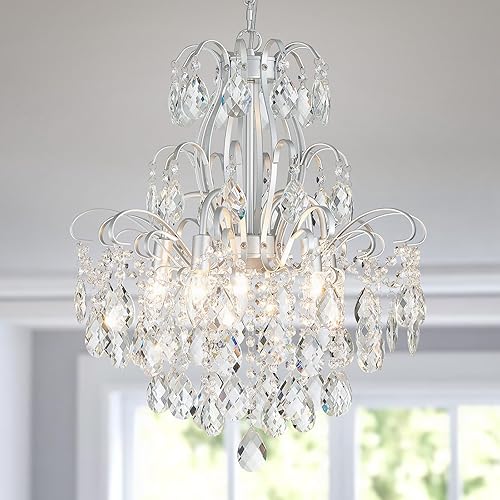 Miniatura 38 de WUZUPS Candelabro de cristal colgante de 5 luces, lámpara de techo moderna para dormitorio, pasillo, bar, cocina, baño, 22.6 pulgadas de alto x 19.2