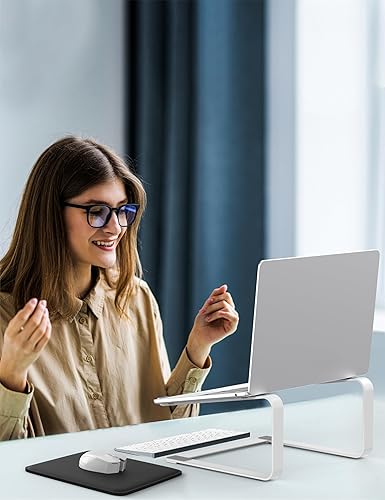 Miniatura 7 de SOUNDANCE Soporte para computadora portátil para escritorio, elevador de computadora de metal, soporte de PC resistente y estable, elevador