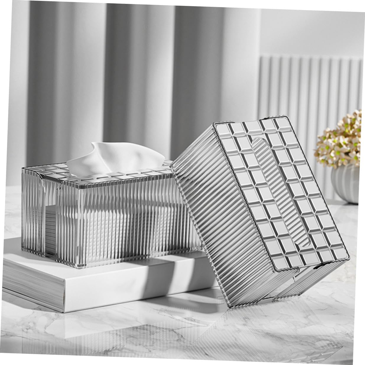 Xmas Desk Tissue Dispenser Box for Office Cafes Silver image 3