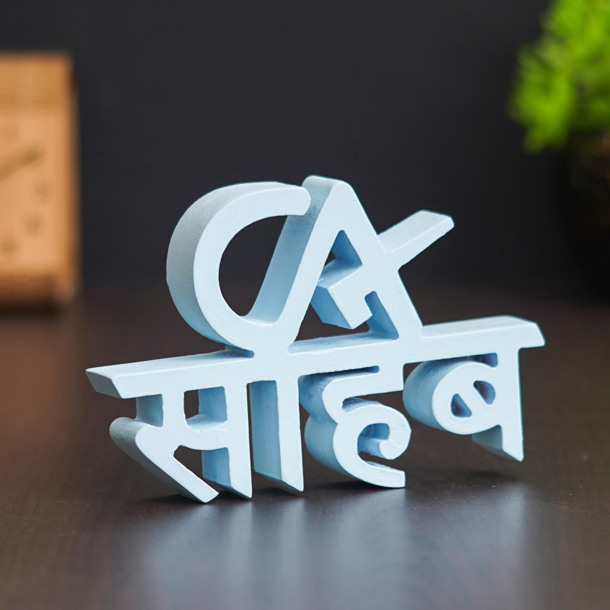 eCraftIndia Sky Blue CA Sahab Wooden Showpiece for Home Decor Living Room Office | Gift for CAs Birthday Friendship Day-image-14