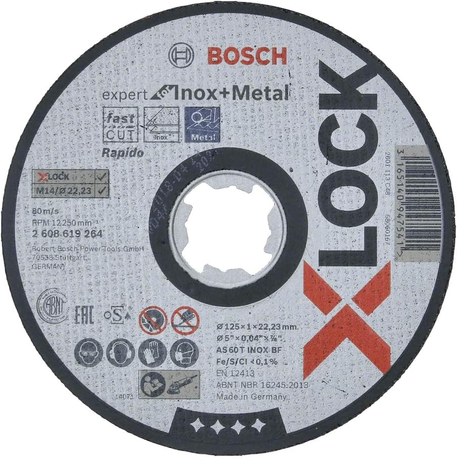 Bosch Professional 2608619264 Straight Cutting Disc Expert (for INOX and Metal, X-Lock, Ø125 mm, Bore Diameter: 22.23 mm, Thickness: 1 mm)