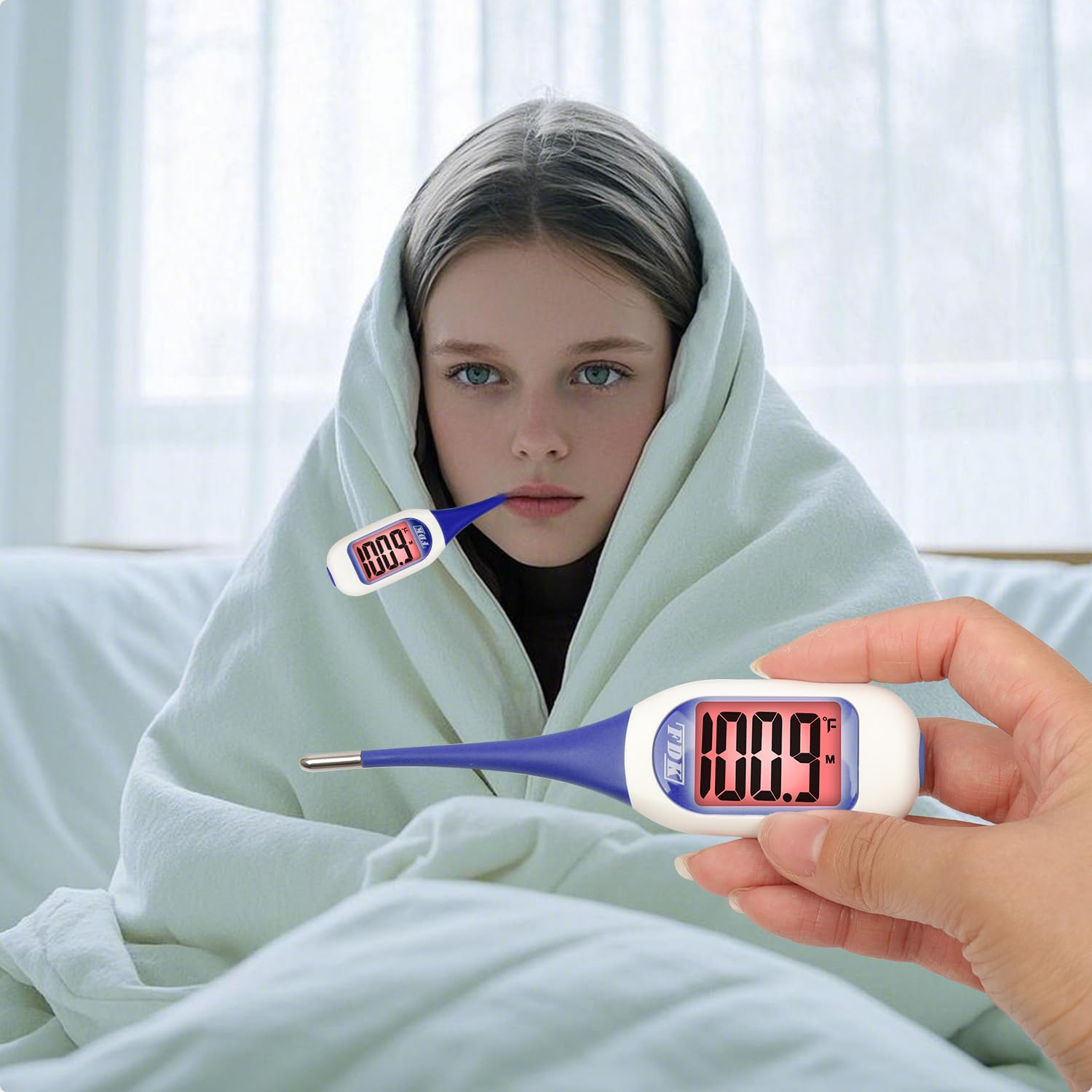 Large LCD Screen Digital Thermometer for Fever, 10 Seconds Fast & Accurate Readings, Large LCD Dual Color Backlight Flexible Tip Ideal for Adults Kids and Babies FSA - Image 5