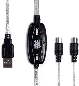 HDE USB to MIDI Cable PC to Synthesizer Microphone Keyboard Instrument Converter Adapter for Home Music Studio