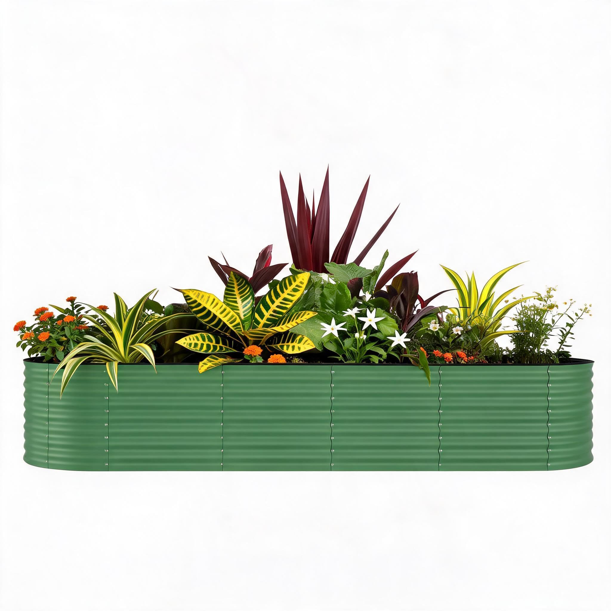 Cachpib Raised Garden Bed, Galvanized Steel Outdoor Planter Box, Bottomless Raised Bed for Growing Outdoor Plants, Vegetables, Flowers and Herbs