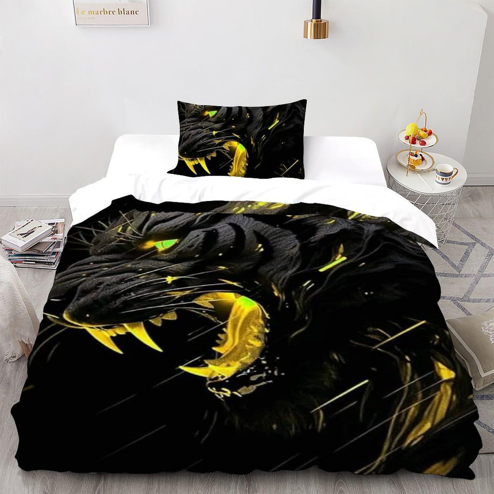 Housse de couette guépard 135x200 lit enfant en microfibre zippée