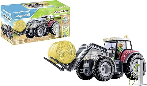 Playmobil Country 71305 Büyük Traktör, Elektrikli Traktör, Katlanır Çatılı ve Elektrik Şarj Istasyonu, 4 Yaşından Büyük Çocuklar İçin Oyuncak