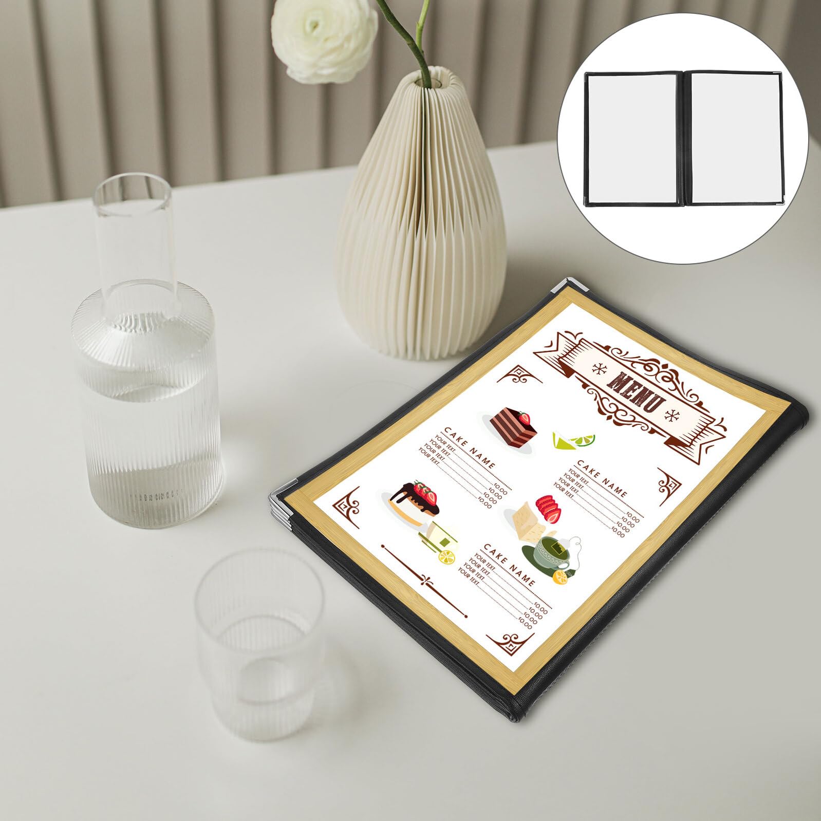 Porta Menù Trasparente 6 Pagine Cartelle Menu Ristorante in Pvc Resistente per Carta Vini e Bevande Uso Professionale Horeca