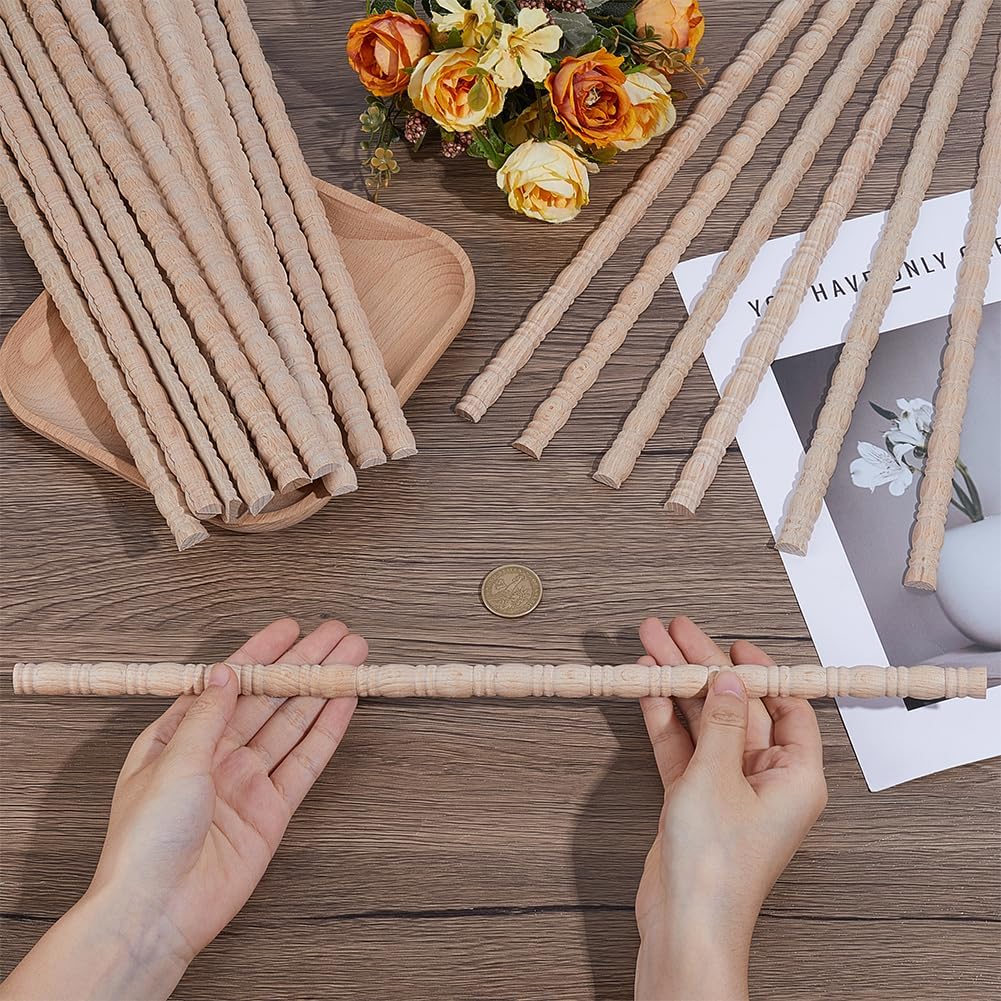 OLYCRAFT 25Pcs 3D Decorative Wood Trim Molding Unfinished DIY Trims 15.8 Inch Gourd Wooden Trim Molding Decorative Bobbin Wood Trims for Home Wall Door Border Ceiling Cabinet-0.6 Inch Wide