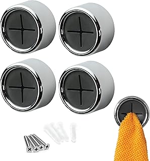 S&T INC. Round Adhesive Push Towel Hooks for Kitchen, Hand and Dish Towe...