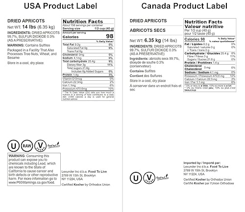 Vista 12 de Food to Live - Albaricoques secos, 2 libras kosher, vegano, a granel, producto de pavo