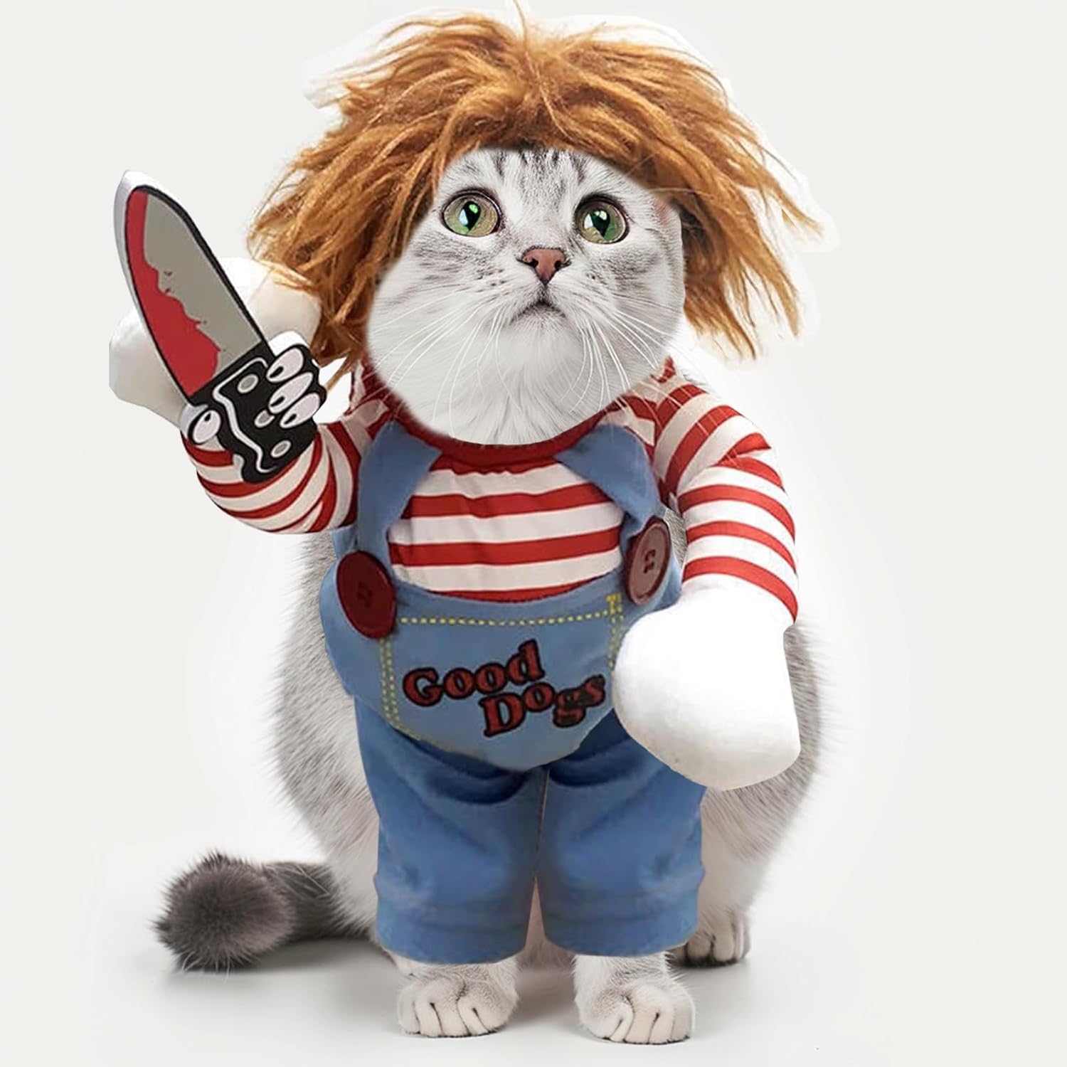 Halloween Pet Lethal Doll Costume, Humorous Chucky Canine Cosplay for Small Medium and Massive Canine (S)