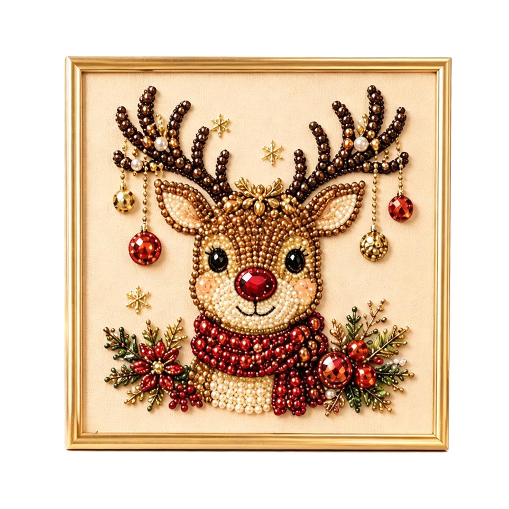 Christmas Crafts for Adults, Christmas Diamond Art Kit - 5D Diamond Painting for Beginners, Gemstone Art Set, DIY Holiday Decor, Pearl Diamond Art All Tools Included