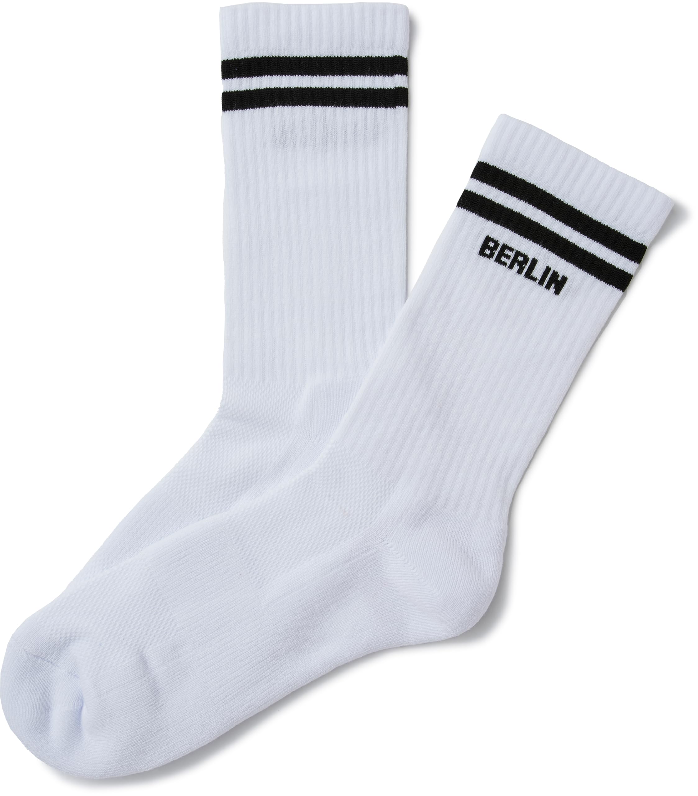 minifan 2 Paar Retrosocken: Berlin - 2 Paar - Tennissocken Socken Stutzen weiß Sportsocken, Freizeitsocken, Atmungsaktiv, für Herren & Damen