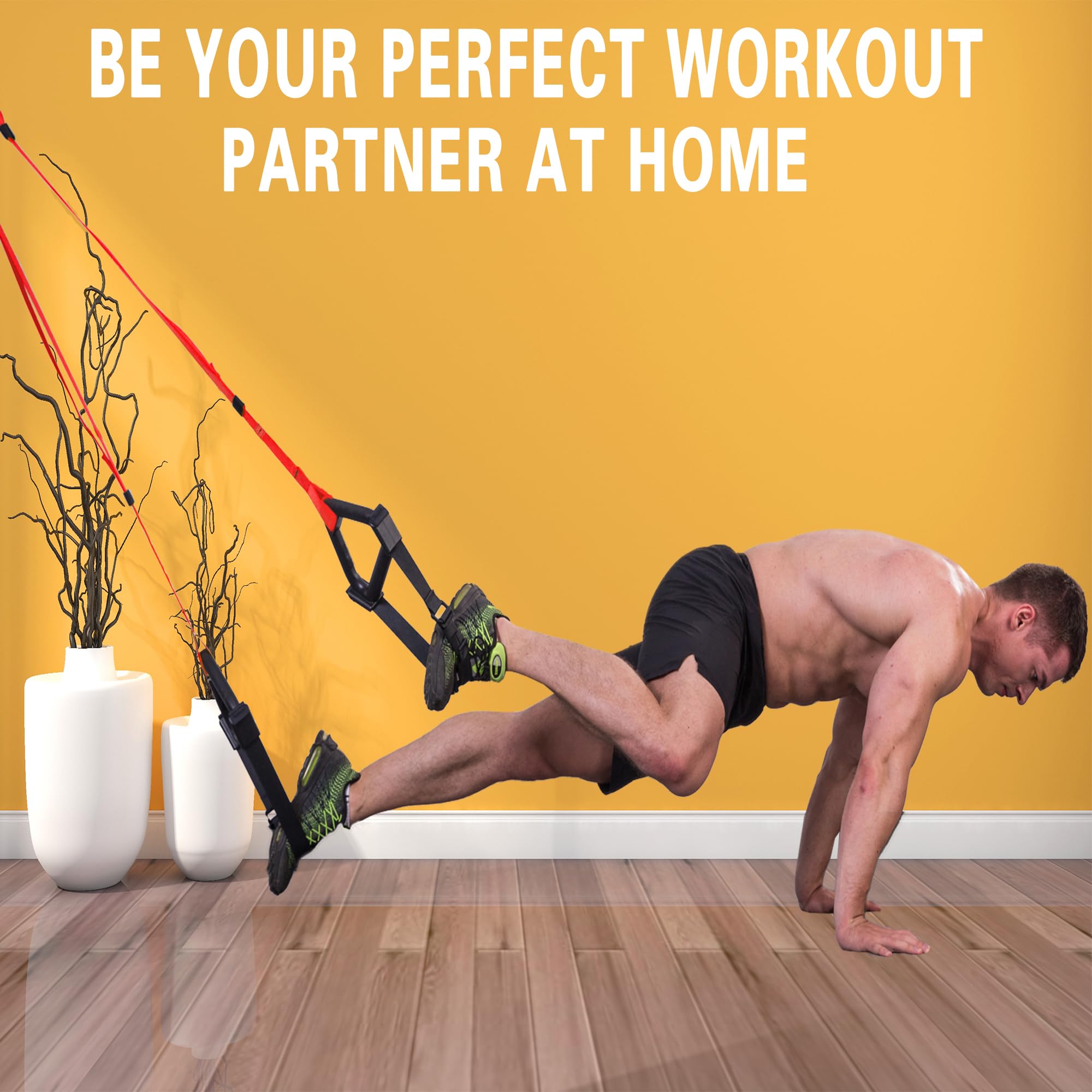 Correas de entrenamiento de resistencia de peso corporal, kit completo de entrenamiento de fitness para gimnasio en casa para entrenamiento de cuerpo completo, anclaje de puerta incluido