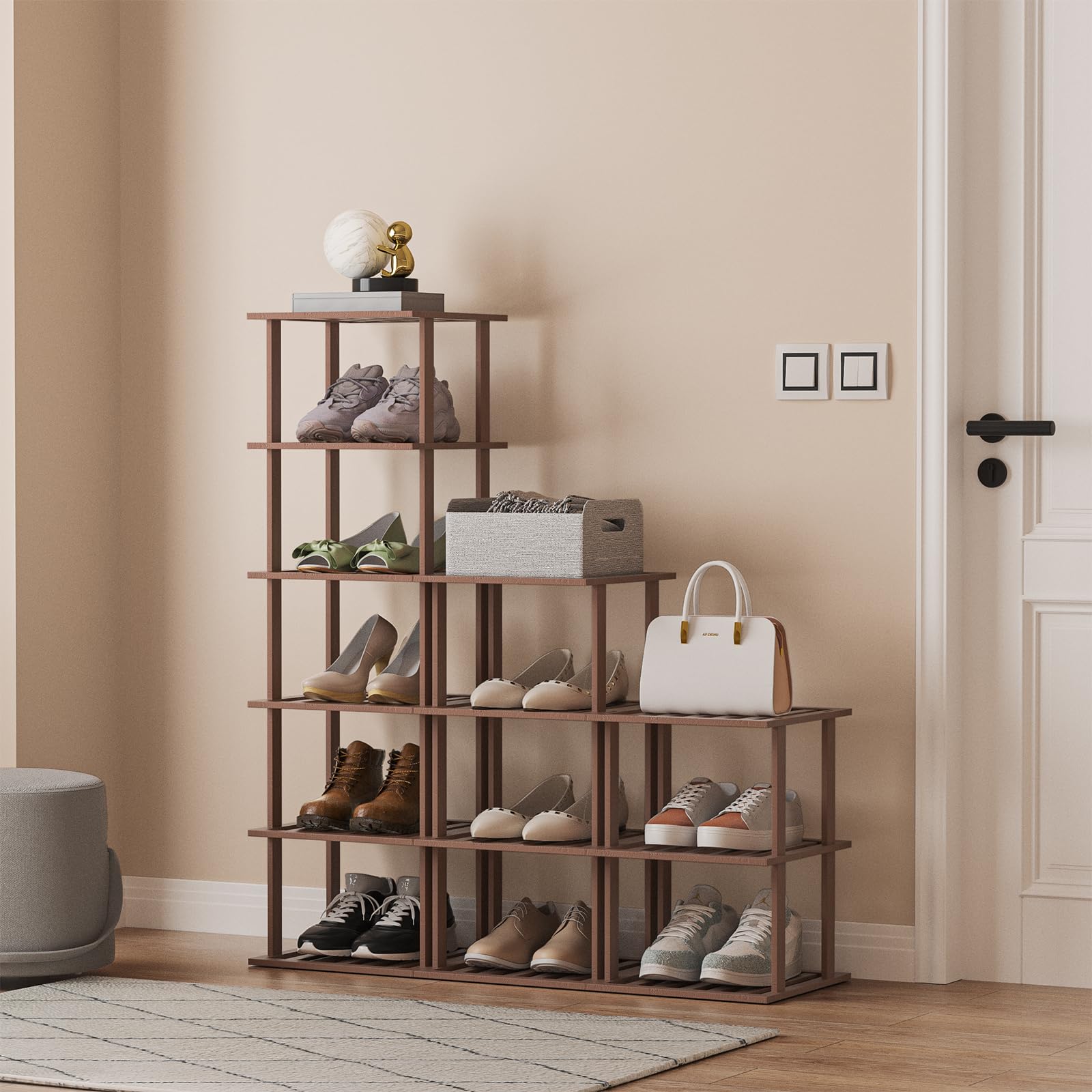 Snapklik.com : Small Shoe Rack, Bamboo Wood Shoe Rack For Entryway ...