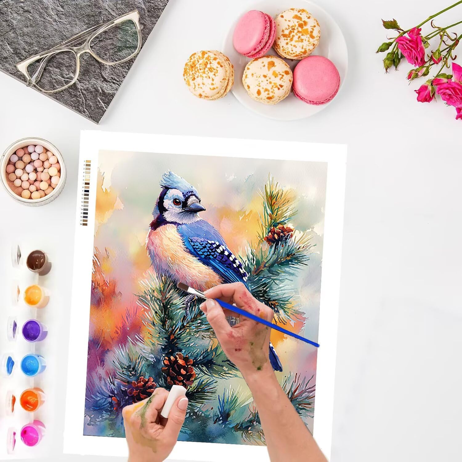 WEISHIWE Uccelli Dipingere con i Numeri per Adulti, 70x90cm a-200 | Paint by Numbers Kit con Pennelli e Acrilico Pigmento, Fai da te Olio La Pittura di Numeri Kit, Decora la Casa, senza Cornice