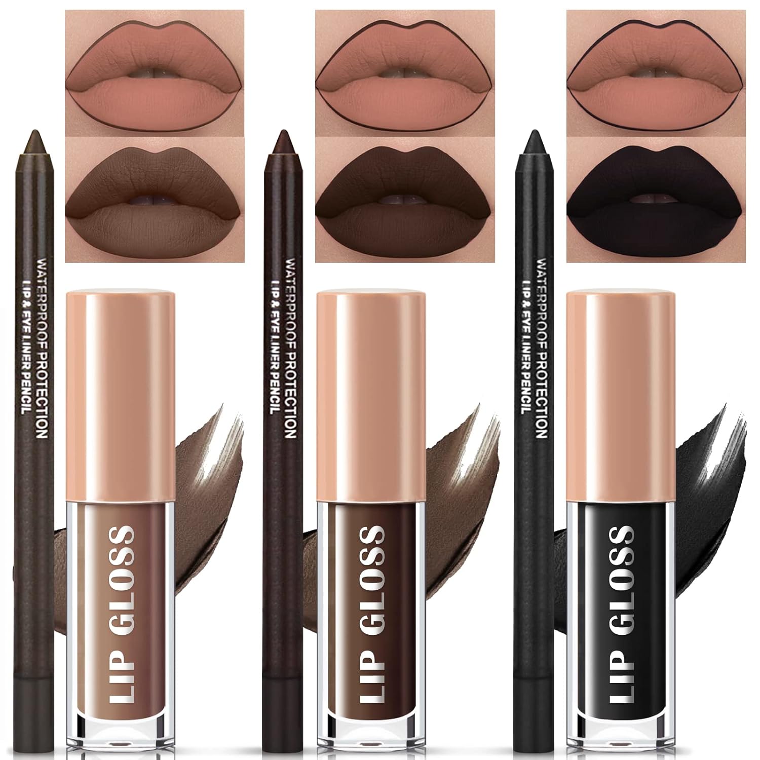 Buy NewBang 3 Colors Dark Black Lipstick and Lipliner,Matte Liquid