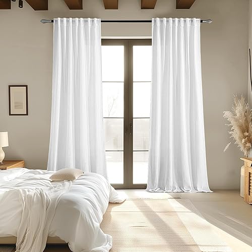 Vista 148 de MIULEE - Cortinas semitraslúcidas suaves y gruesas, textura de lino para dormitorio y sala de estar, para Navidad, con trabilla trasera y jareta, 84
