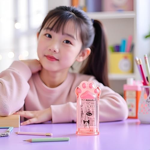 Miniatura 5 de Sacapuntas de pata de gato rosa, suministros escolares kawaii, premio para estudiantes, regalo para niños, sacapuntas kawaii, suministros escolares
