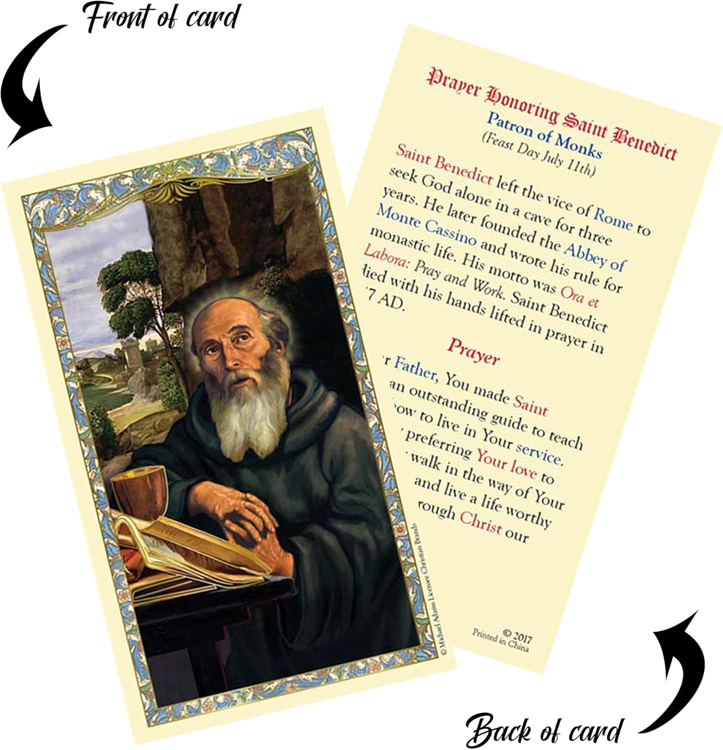 St Benedict Home Blessing Door Hanger - Luminous Beads St Benedict Door Hanger for Protection Decor, Laminated Catholic Card, The Lord's Prayer - Patron Saint of Monks Themed Set - 3 Items - Image 5