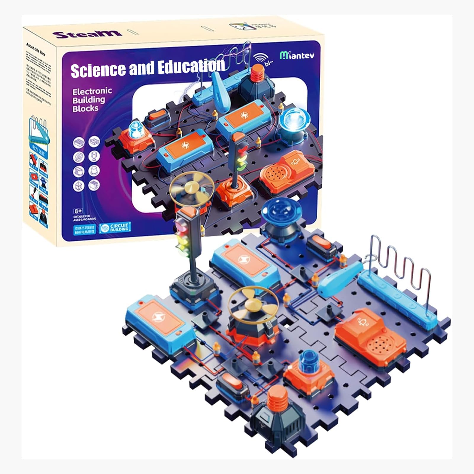 MiantevSnap Circuits Jr. Electronics Exploration Kit, STEM Snap Circuits for Kids 8-12, Electrical Circuit Board Engineering Kit, Suitable as an Educational Gift for Kids, over 50 Snap Circuits Parts