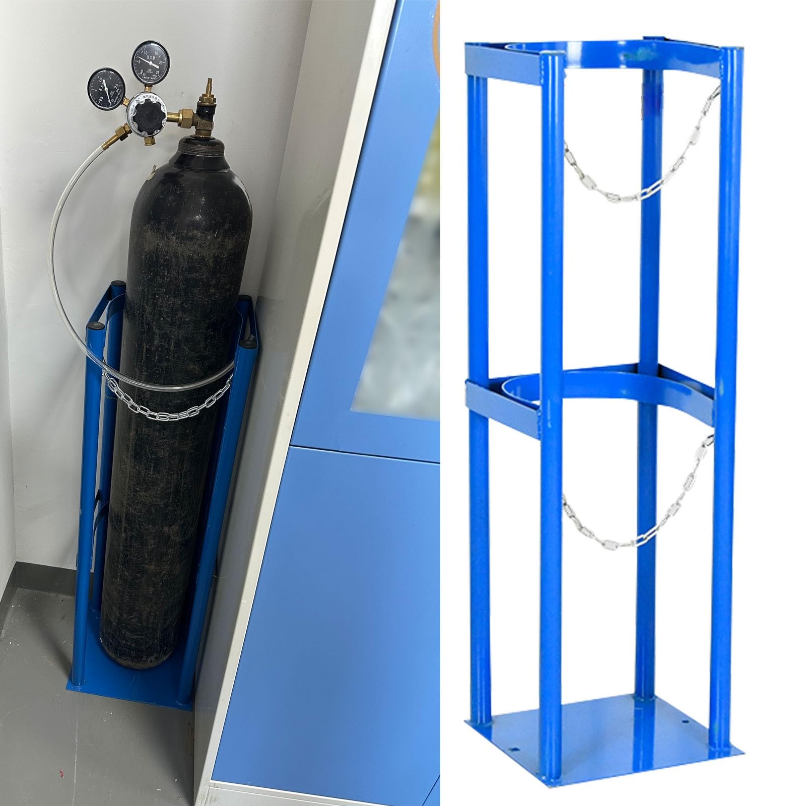 GLJTUO Oxygen Tank Holder for 40L Cylinders - Adjustable Chain Storage Organizer, Gas Cylinder Carrier, Welding Propane Tank Shelf for Clinics & Hospitals,8