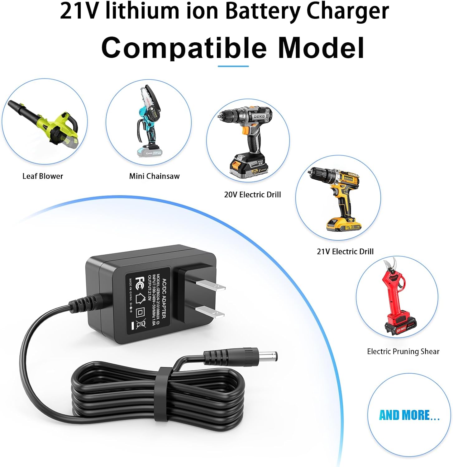 21V Lithium Battery Charger, 21V Mini Chainsaw Charger Compatible with Mini Chainsaw Electric Pruning Shears Electric Power Tools Battery Charger US Plug - Image 2