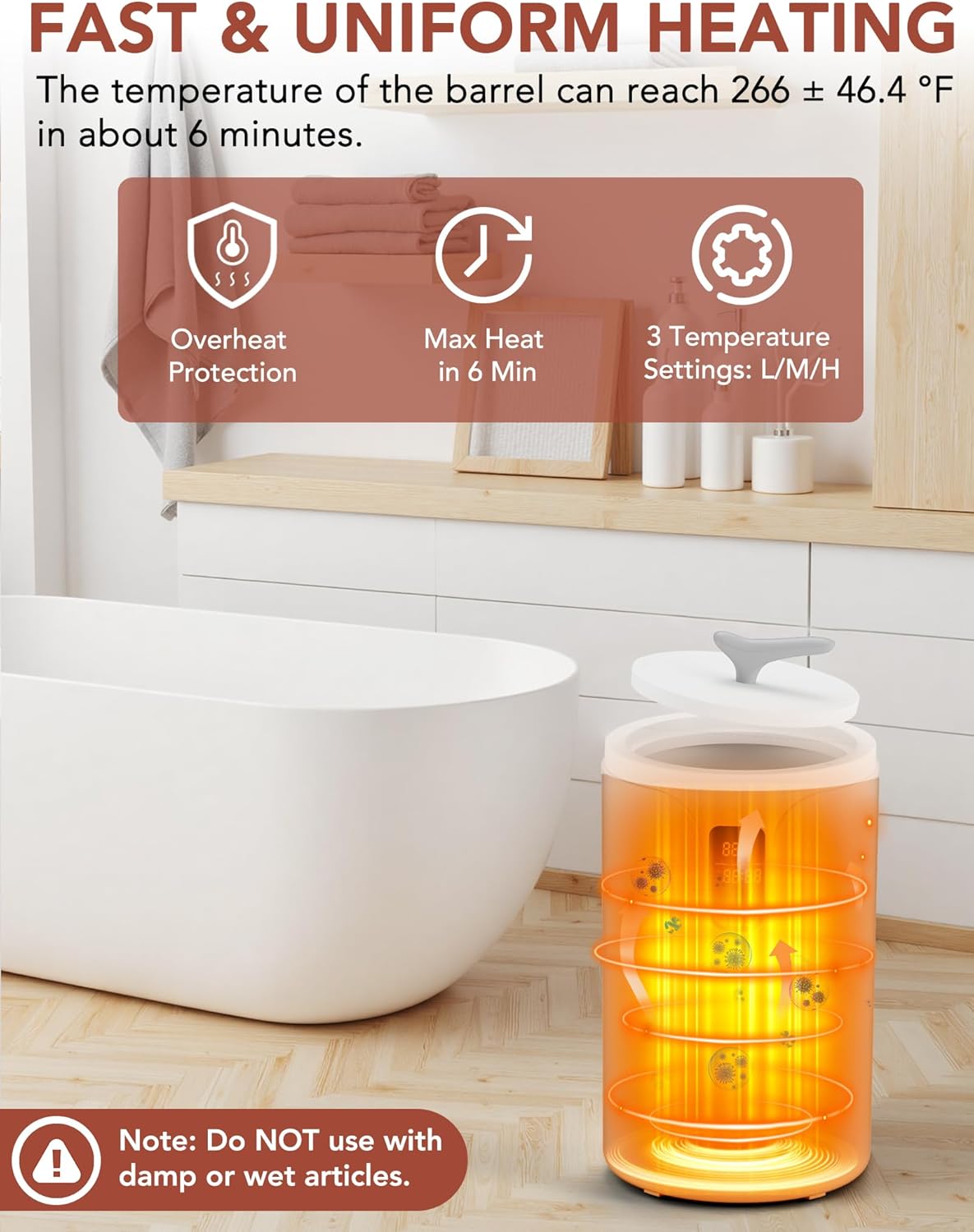 Towel Warmer, 20L Large Towel Warmers Bucket for Bathroom & Spa, With Timer & Reservation Function, 3 Temperature Adjustable, LCD Screen, Fits Blankets, Bathrobes, PJ's for Home, Gym, Salon