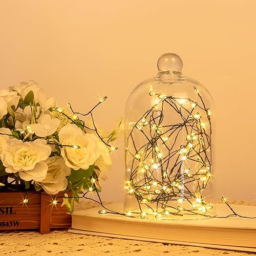 Miniatura 2 de Luces de petardo enchufables de 50 pies, 500 luces LED de color blanco cálido y verde con control remoto para dormitorio, boda, cumpleaños, fiesta,